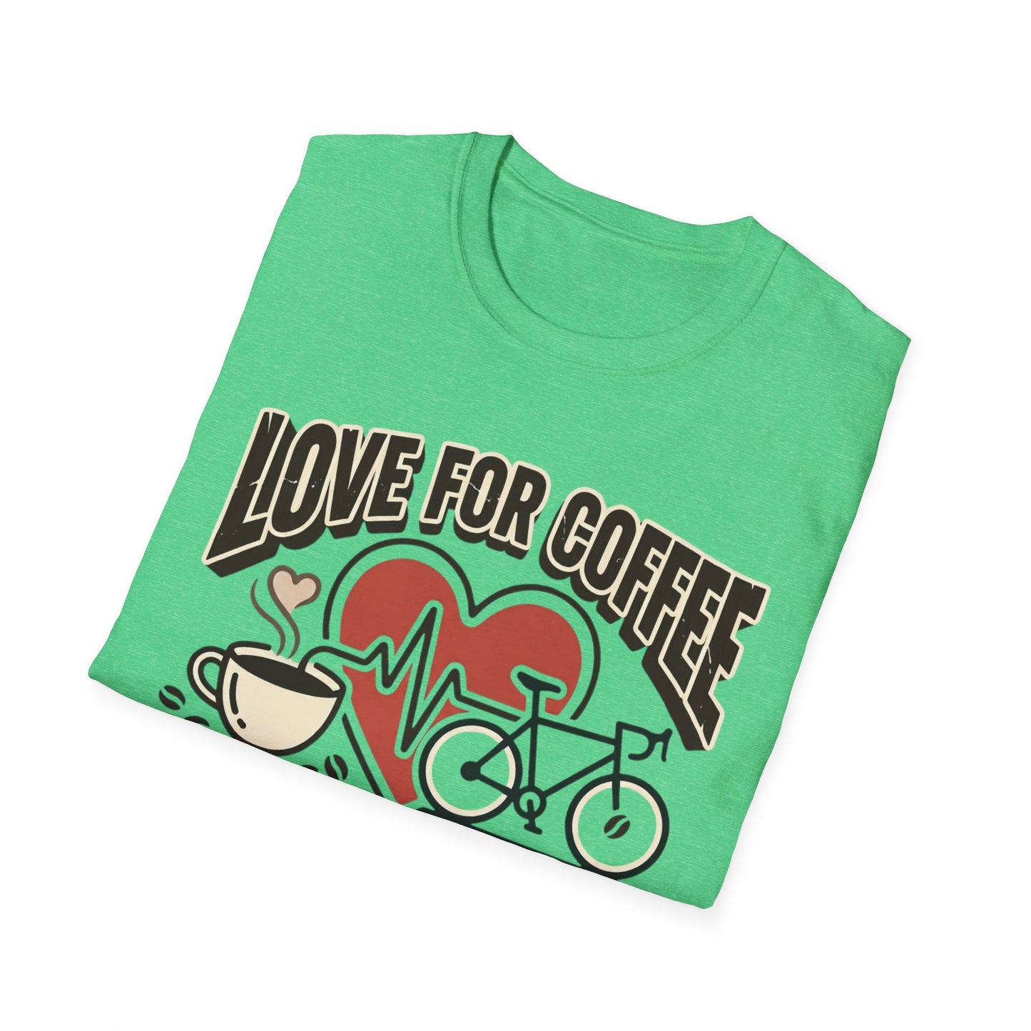 “LOVE FOR COFFEE AND CYCLING LIVES IN OUR HEARTS” T-shirt