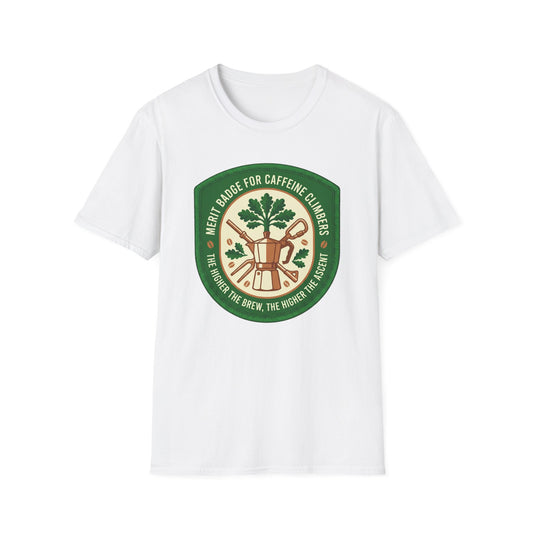 Merit Badge For Caffeine Climbers ..  T-shirt
