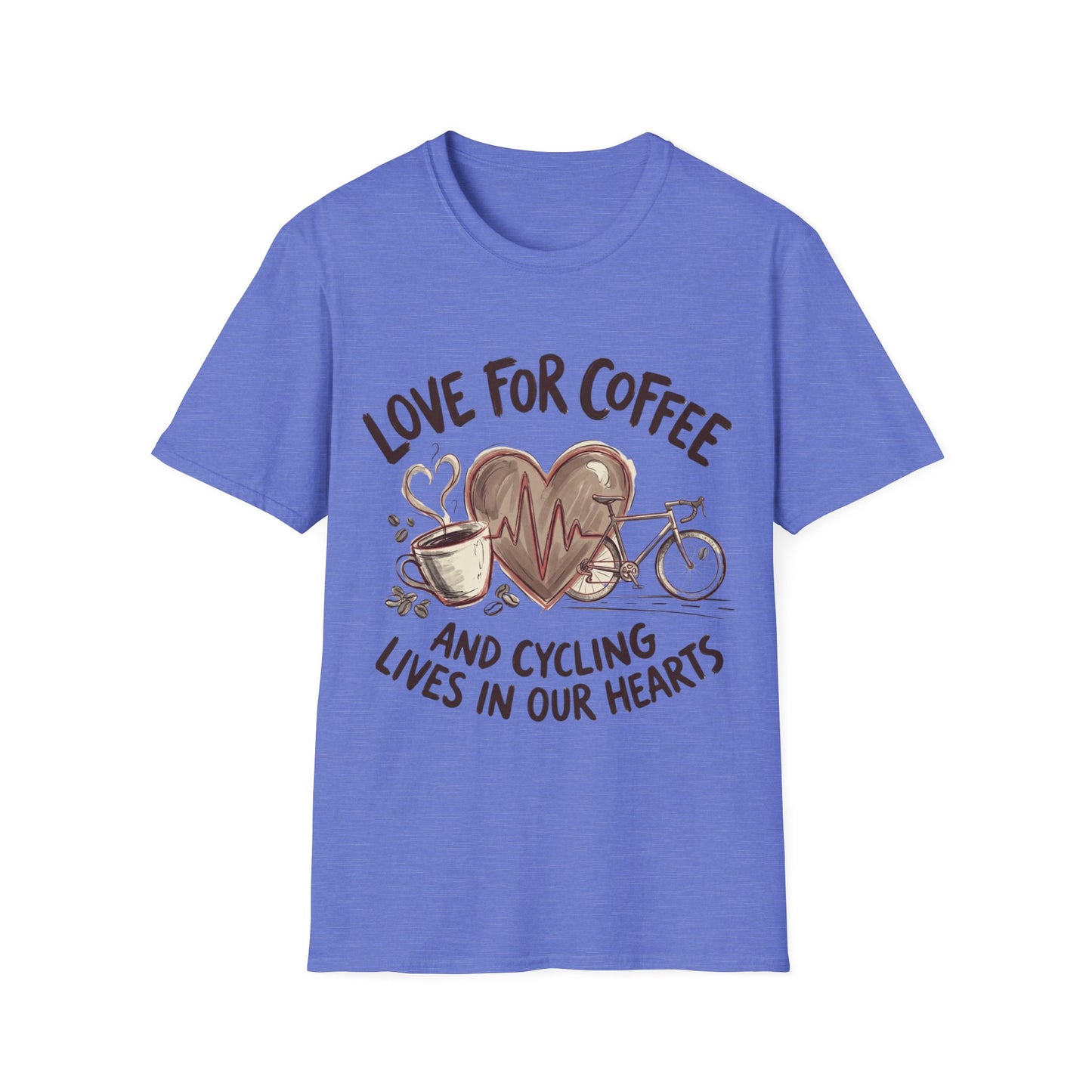 “LOVE FOR COFFEE AND CYCLING LIVES IN OUR HEARTS”  Ver 1 T-shirt