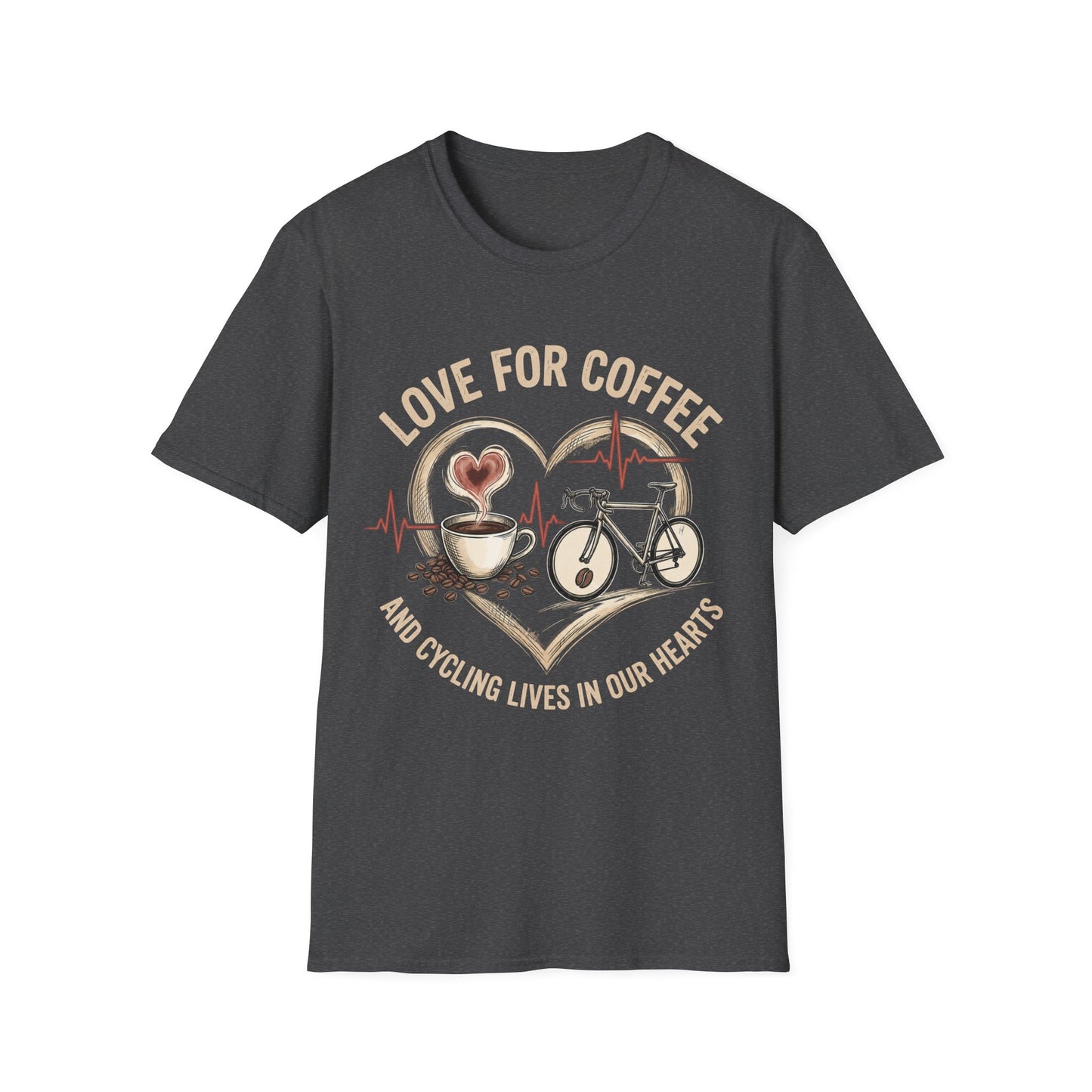 “LOVE FOR COFFEE AND CYCLING LIVES IN OUR HEARTS”  Ver 3 T-shirt