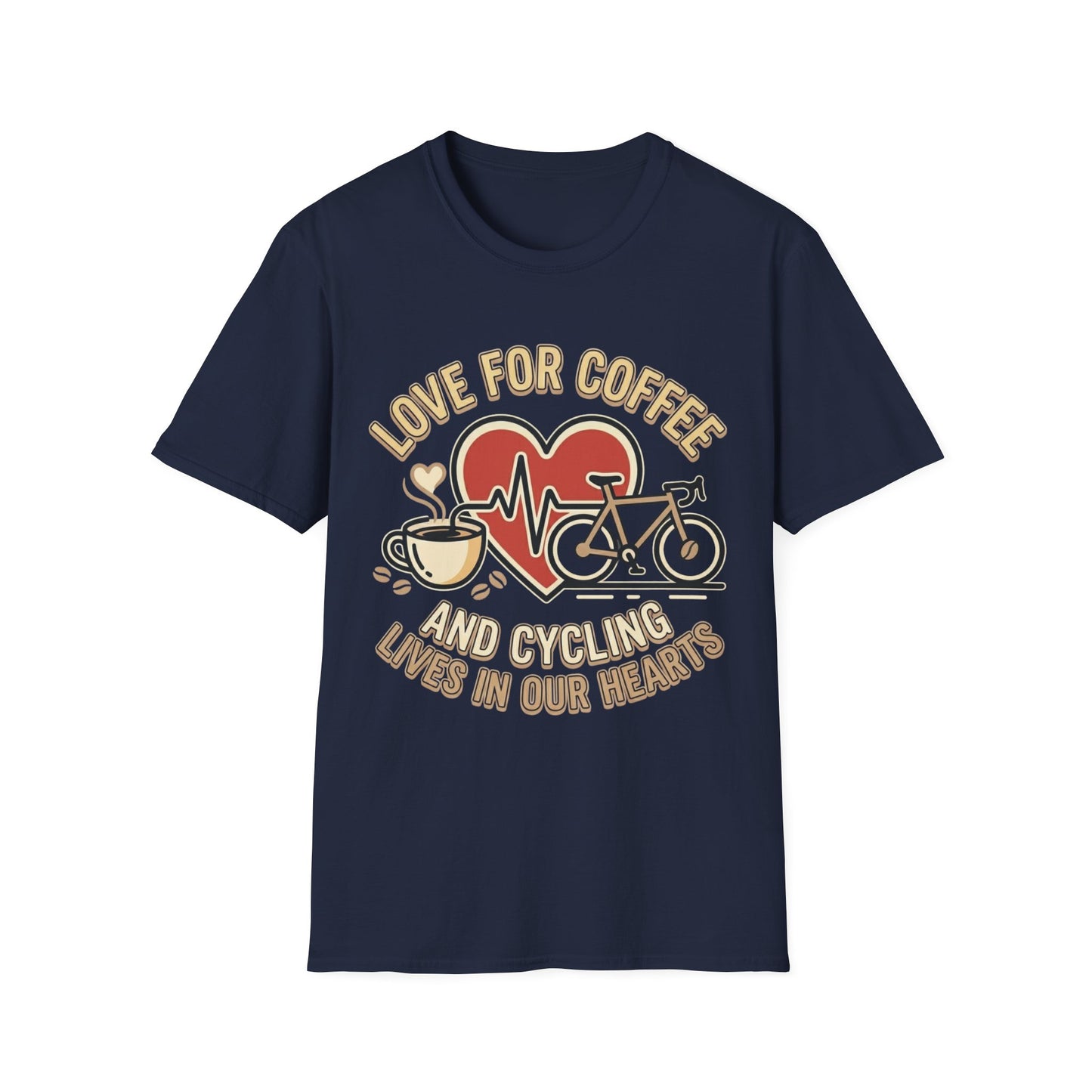 “LOVE FOR COFFEE AND CYCLING LIVES IN OUR HEARTS”  T-shirt