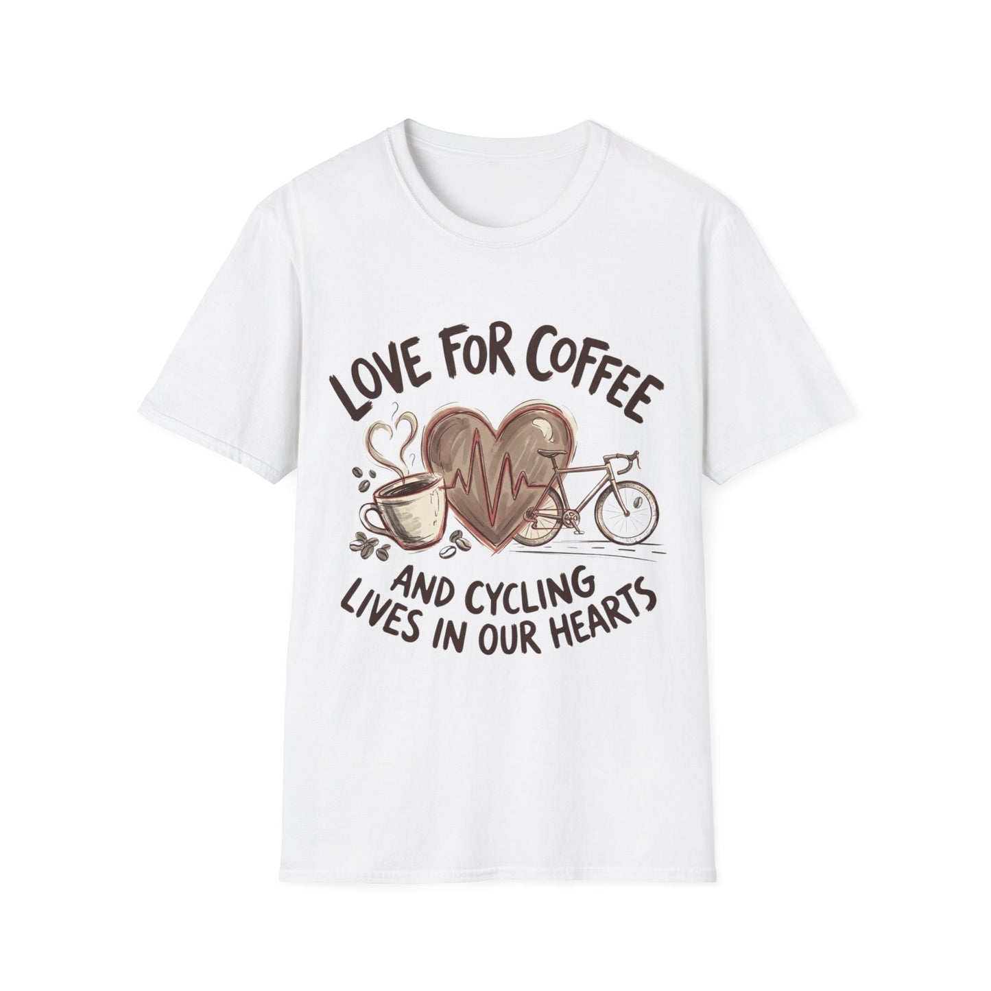 “LOVE FOR COFFEE AND CYCLING LIVES IN OUR HEARTS”  Ver 1 T-shirt