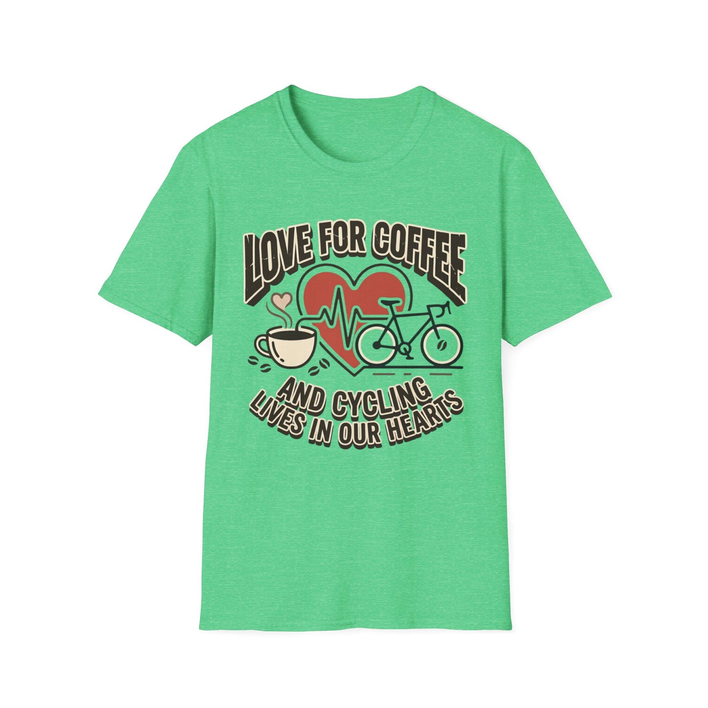“LOVE FOR COFFEE AND CYCLING LIVES IN OUR HEARTS”  T-shirt