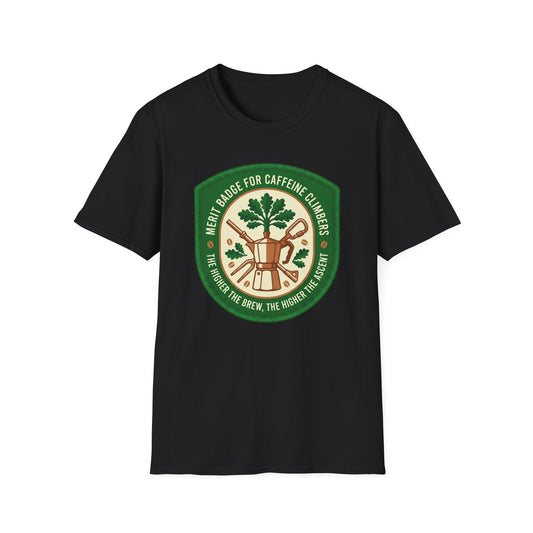 Merit Badge For Caffeine Climbers ..  T-shirt
