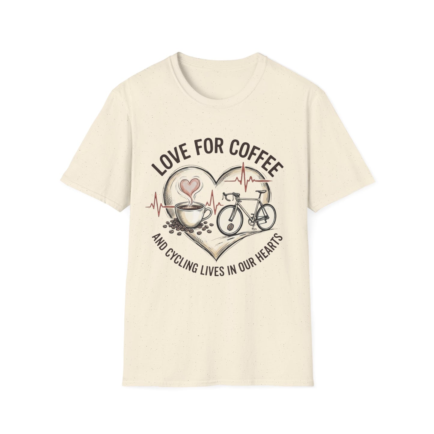 “LOVE FOR COFFEE AND CYCLING LIVES IN OUR HEARTS”  Ver 3 T-shirt