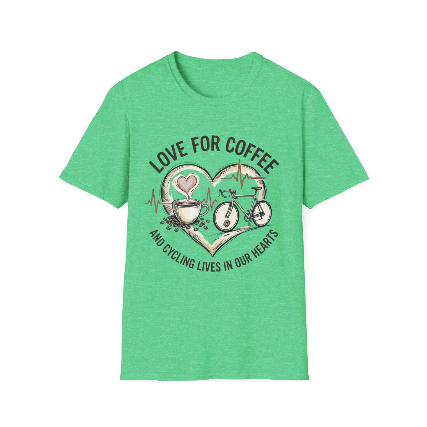 “LOVE FOR COFFEE AND CYCLING LIVES IN OUR HEARTS”  Ver 3 T-shirt
