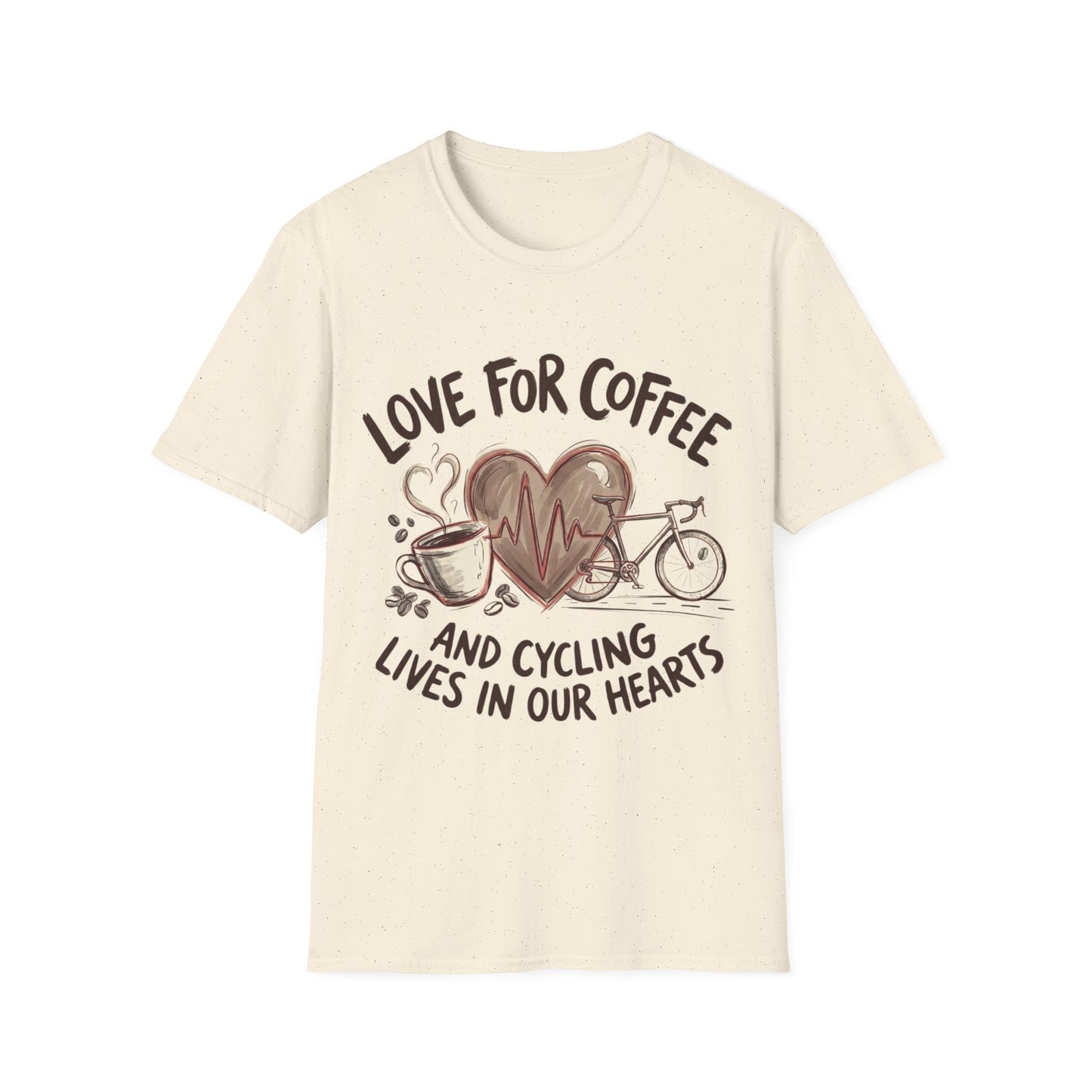 “LOVE FOR COFFEE AND CYCLING LIVES IN OUR HEARTS”  Ver 1 T-shirt