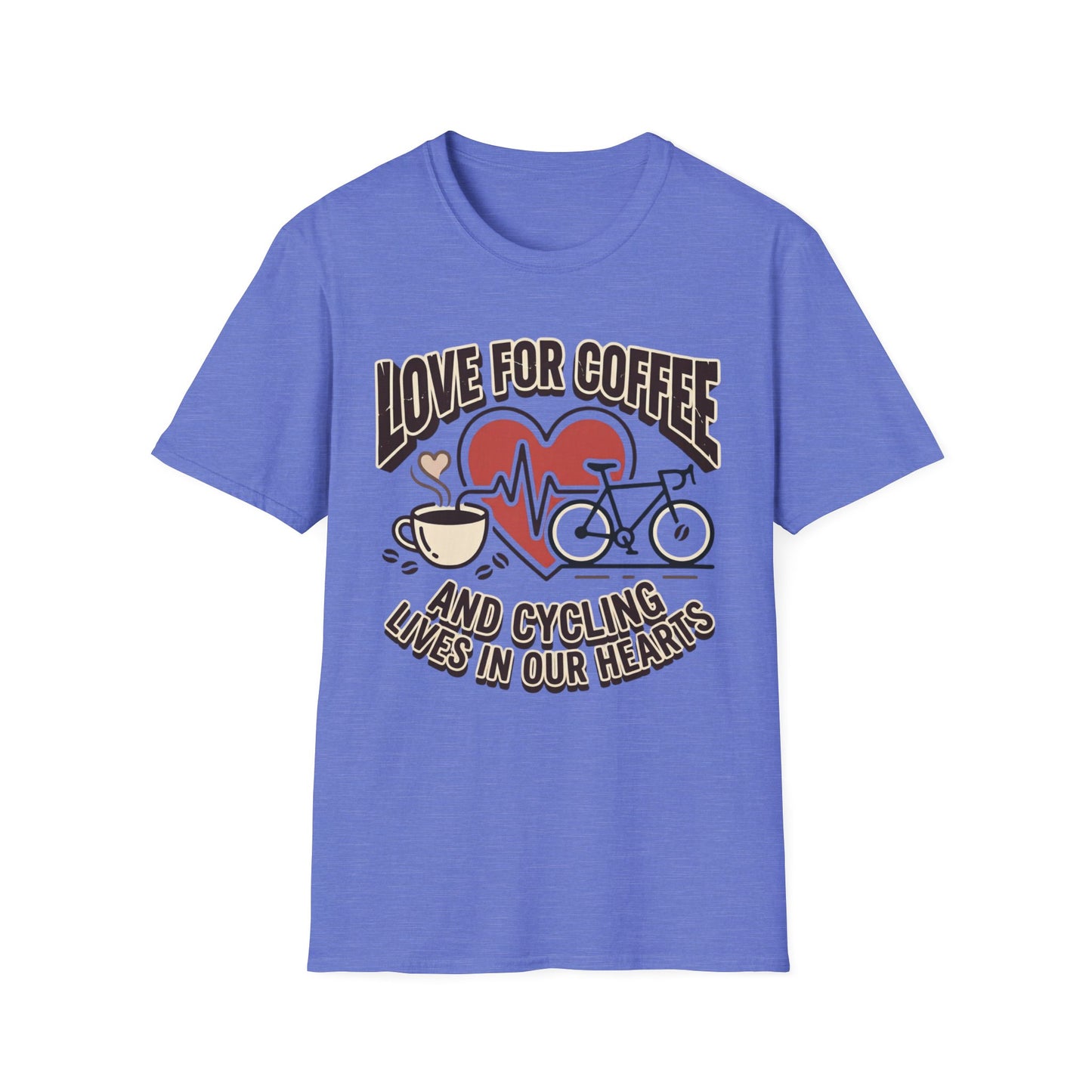 “LOVE FOR COFFEE AND CYCLING LIVES IN OUR HEARTS”  T-shirt