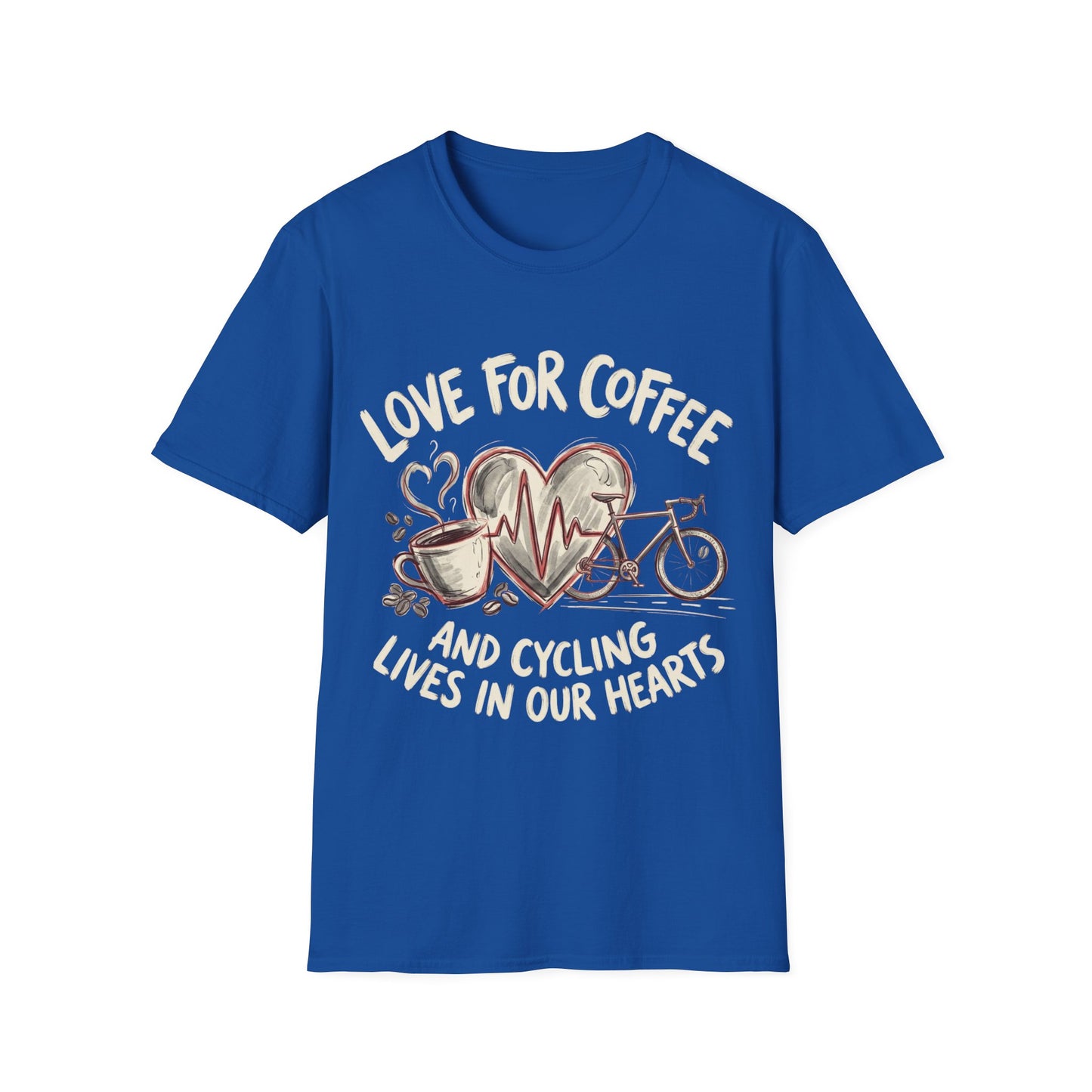 “LOVE FOR COFFEE AND CYCLING LIVES IN OUR HEARTS”  Ver 1 T-shirt