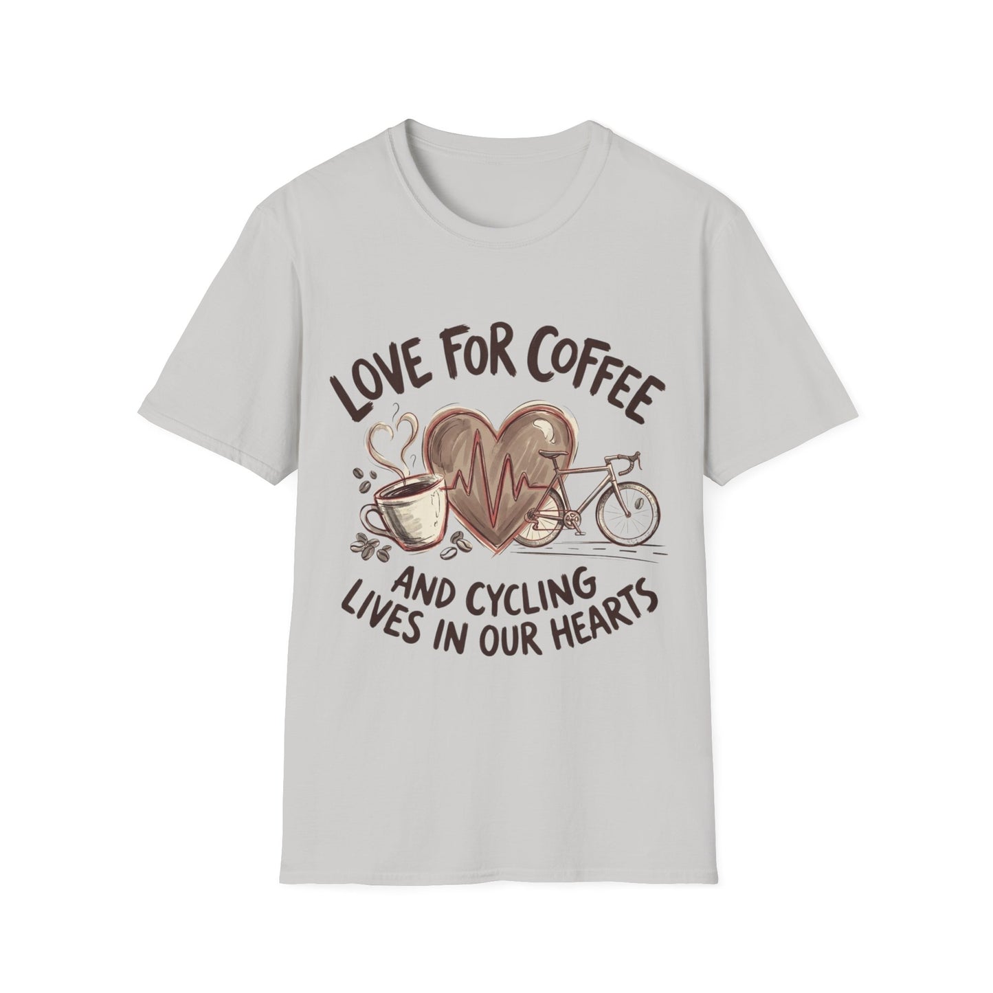 “LOVE FOR COFFEE AND CYCLING LIVES IN OUR HEARTS”  Ver 1 T-shirt