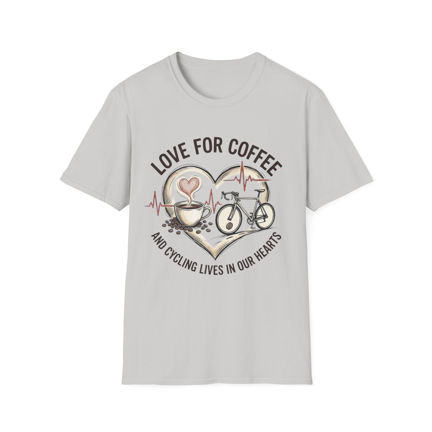 “LOVE FOR COFFEE AND CYCLING LIVES IN OUR HEARTS”  Ver 3 T-shirt