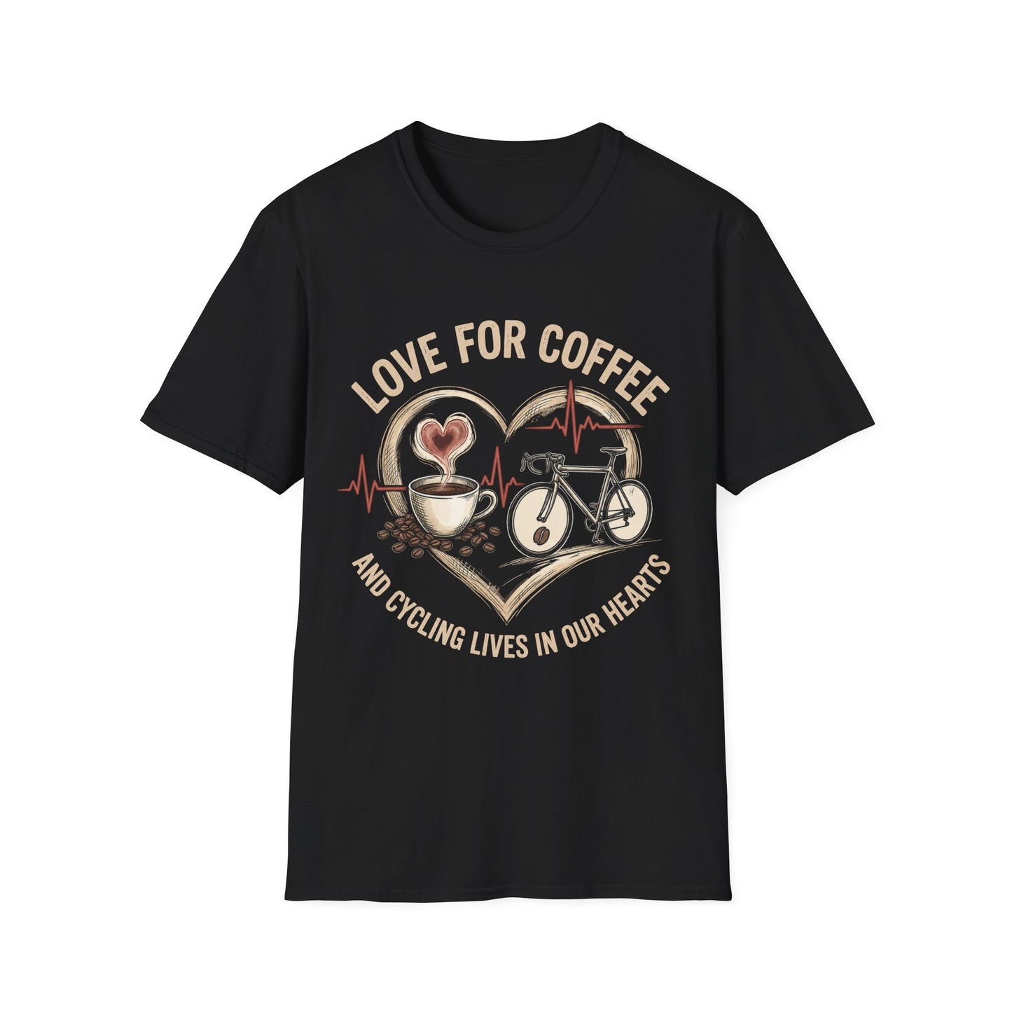 “LOVE FOR COFFEE AND CYCLING LIVES IN OUR HEARTS”  Ver 3 T-shirt