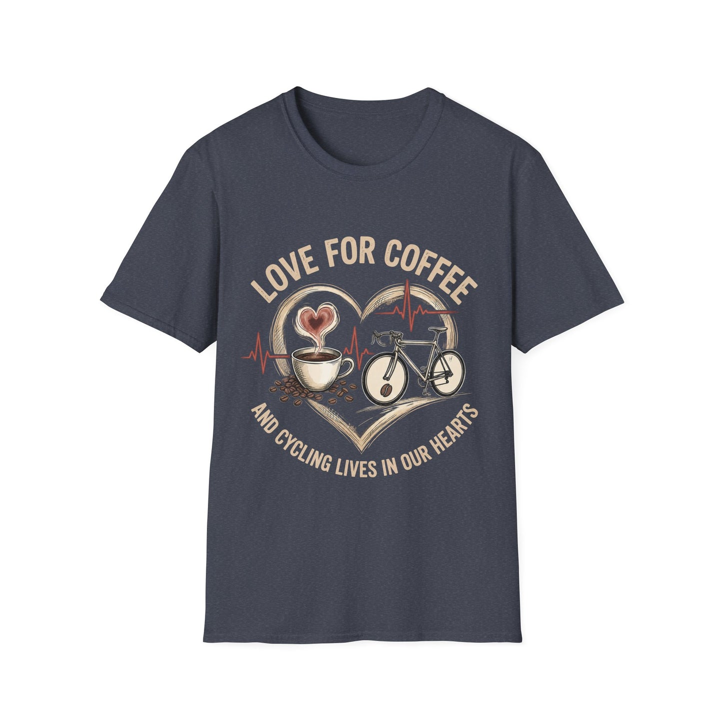 “LOVE FOR COFFEE AND CYCLING LIVES IN OUR HEARTS”  Ver 3 T-shirt