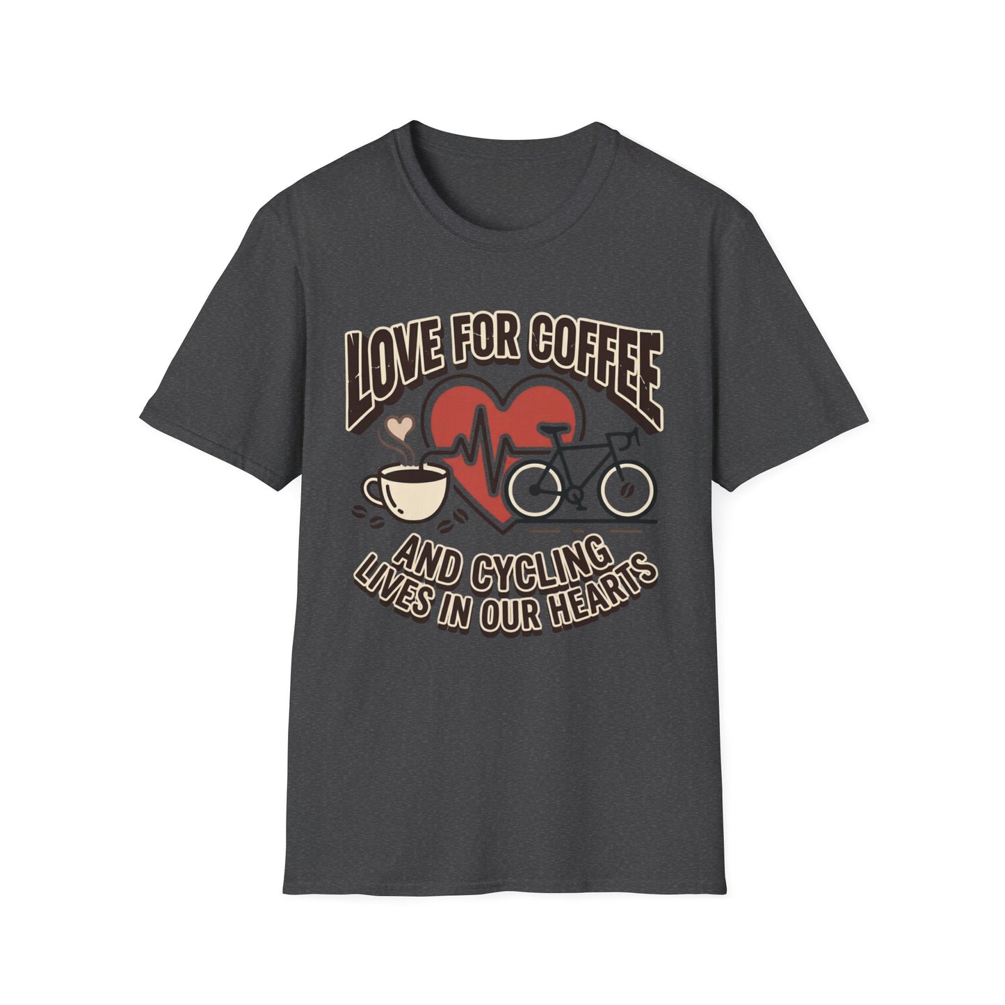 “LOVE FOR COFFEE AND CYCLING LIVES IN OUR HEARTS”  T-shirt