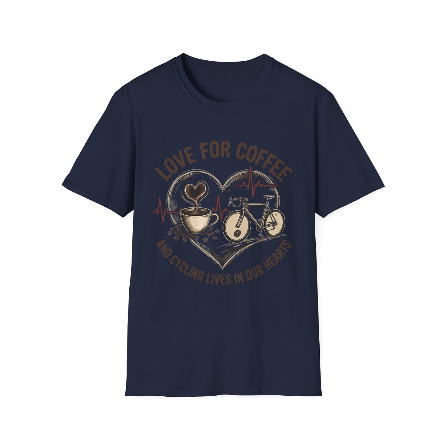 “LOVE FOR COFFEE AND CYCLING LIVES IN OUR HEARTS”  Ver 3 T-shirt