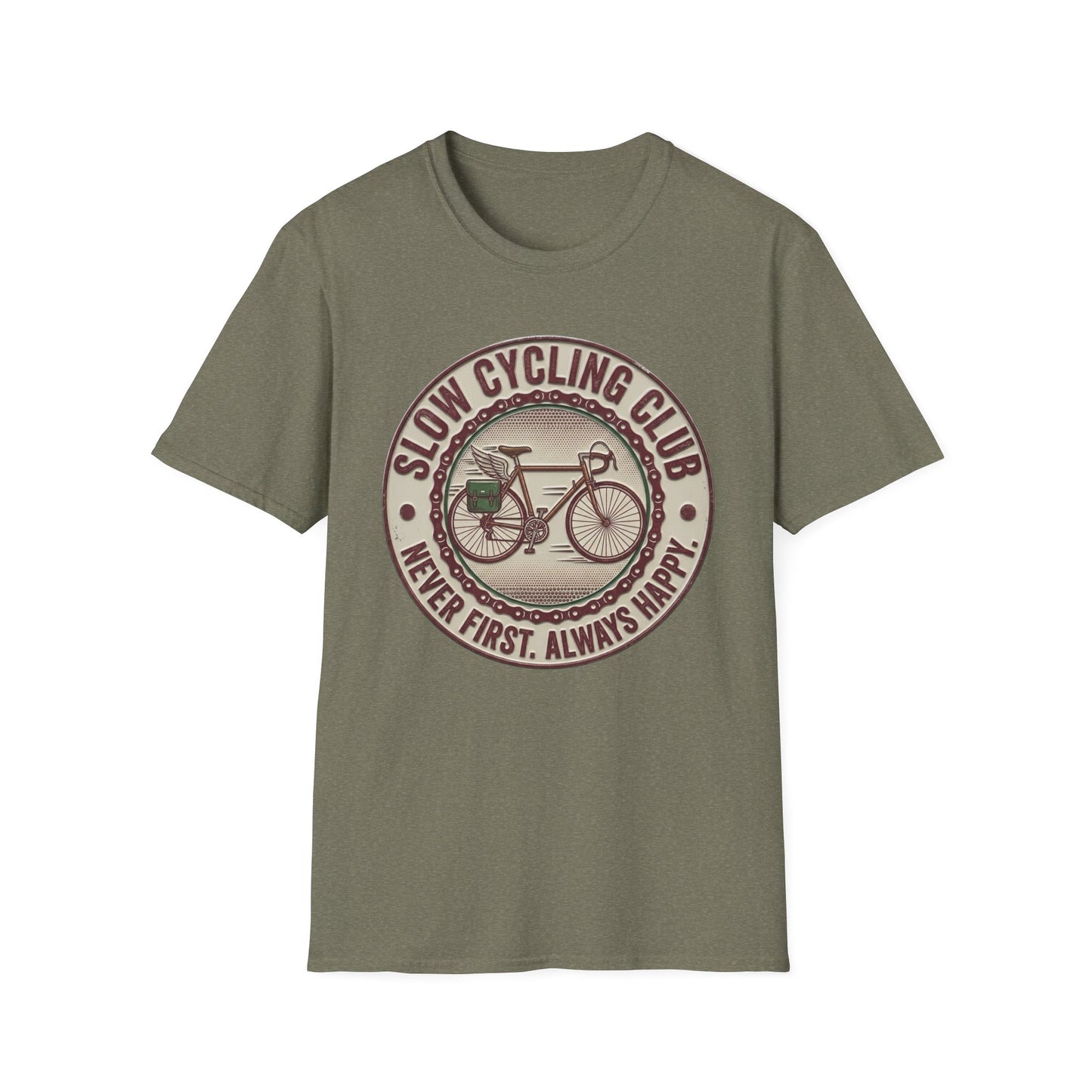 Slaw Cycling Club - Never First . Always Happy T-shirt