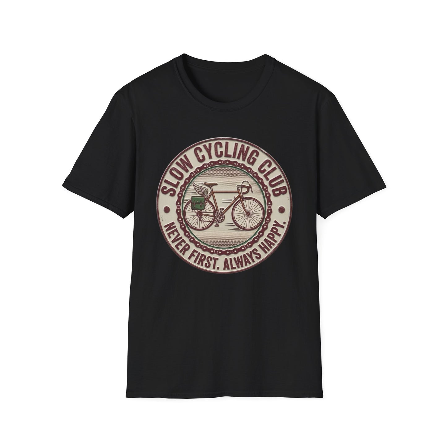 Slaw Cycling Club - Never First . Always Happy T-shirt