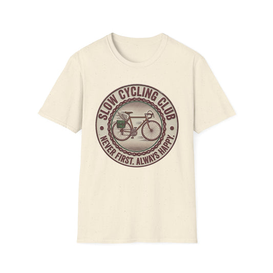 Slaw Cycling Club - Never First . Always Happy T-shirt
