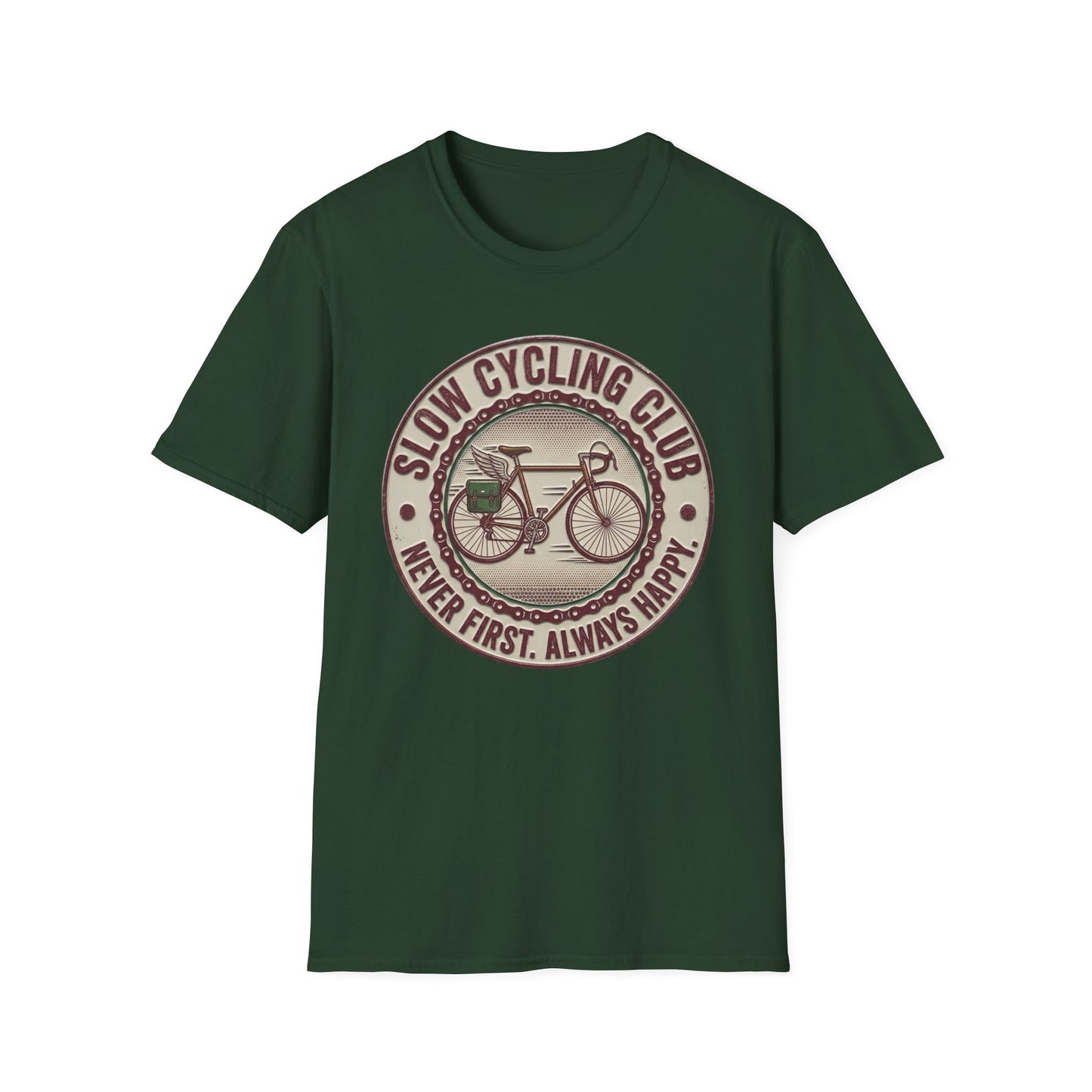 Slaw Cycling Club - Never First . Always Happy T-shirt