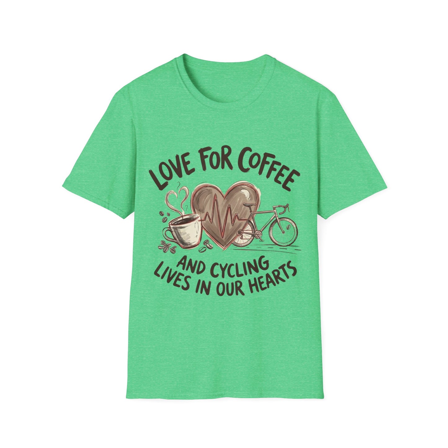 “LOVE FOR COFFEE AND CYCLING LIVES IN OUR HEARTS”  Ver 1 T-shirt