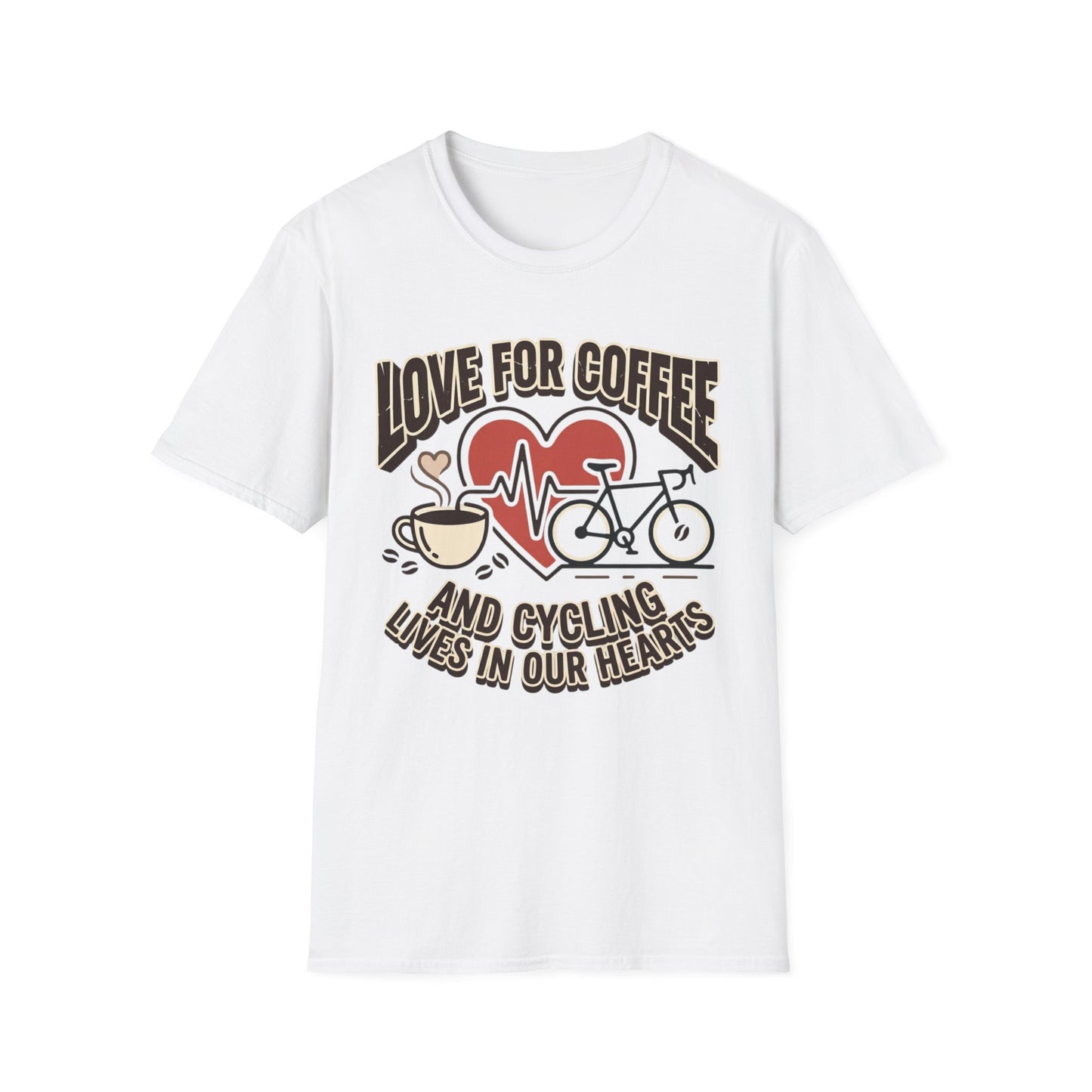 “LOVE FOR COFFEE AND CYCLING LIVES IN OUR HEARTS”  T-shirt
