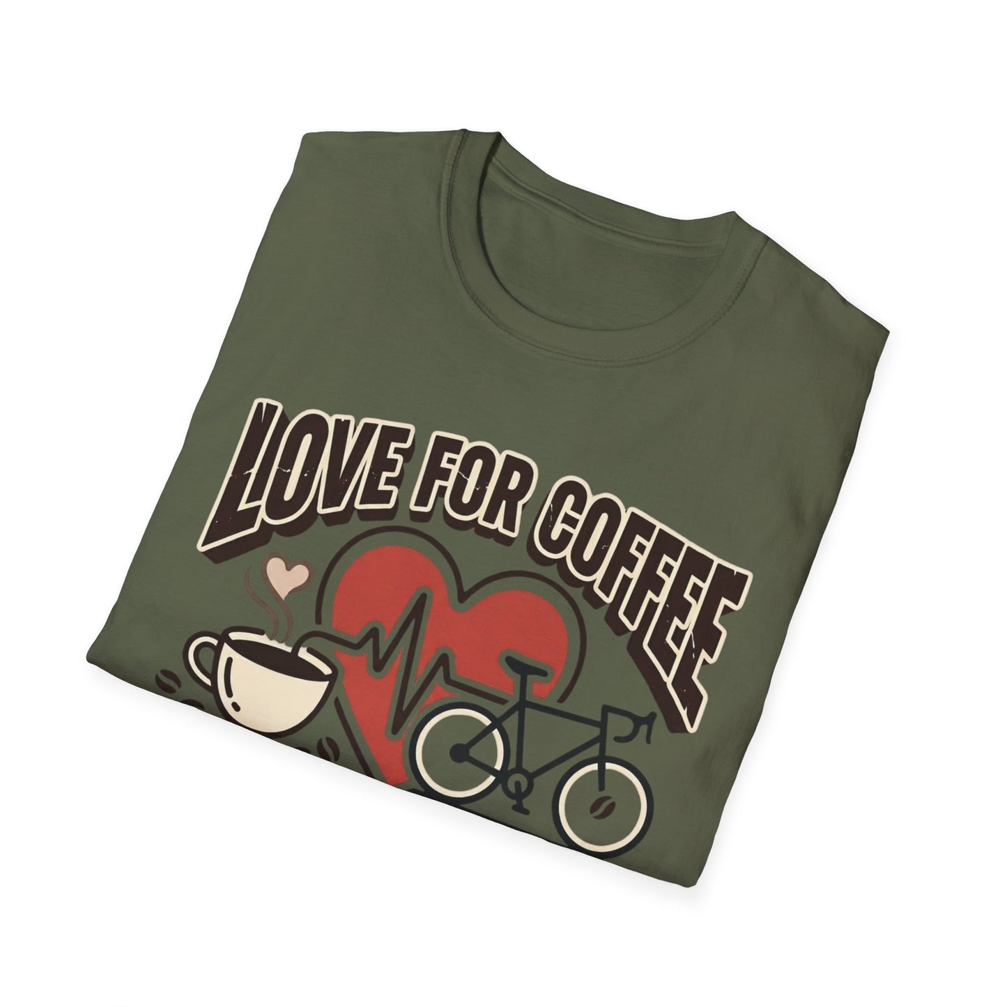 “LOVE FOR COFFEE AND CYCLING LIVES IN OUR HEARTS”  T-shirt