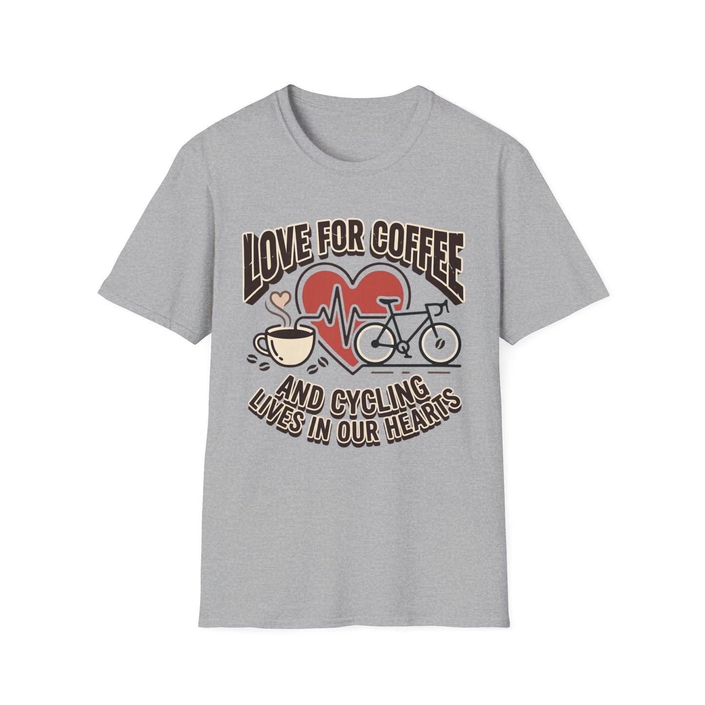 “LOVE FOR COFFEE AND CYCLING LIVES IN OUR HEARTS”  T-shirt