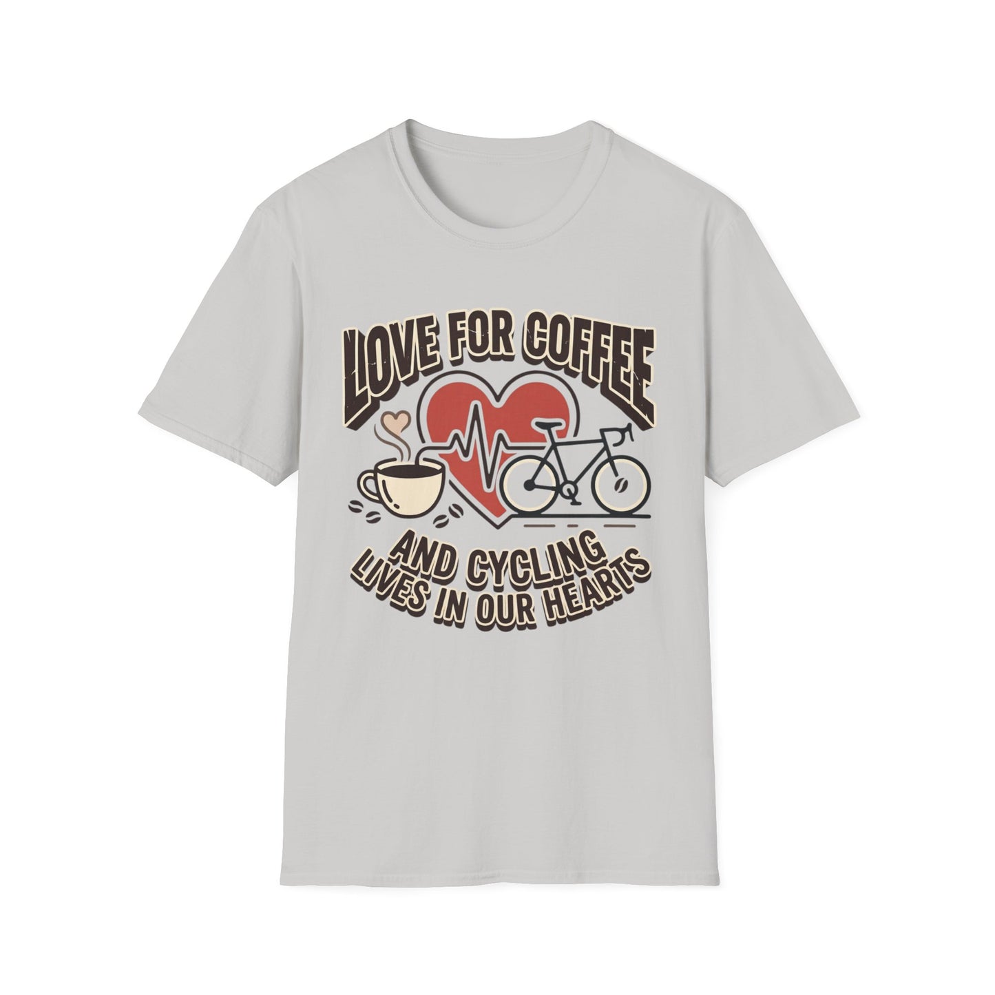 “LOVE FOR COFFEE AND CYCLING LIVES IN OUR HEARTS”  T-shirt