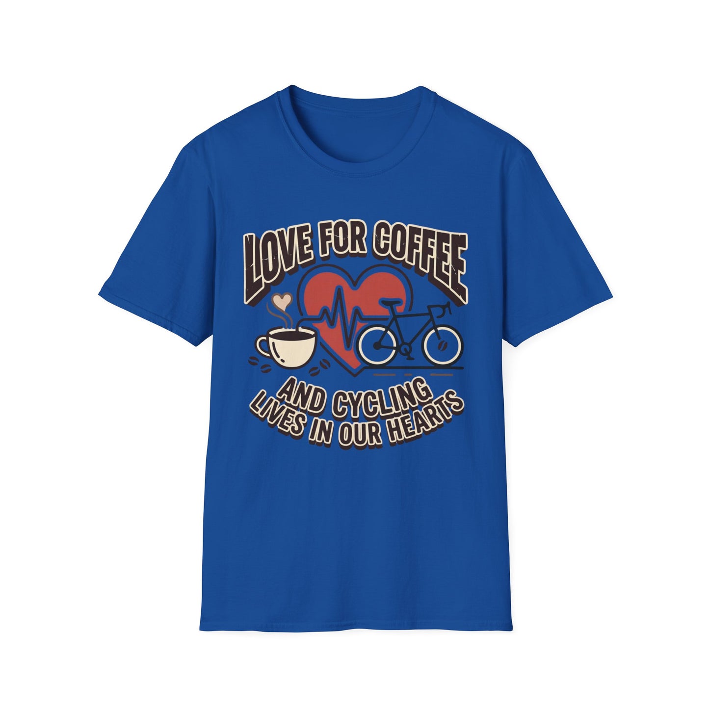 “LOVE FOR COFFEE AND CYCLING LIVES IN OUR HEARTS”  T-shirt