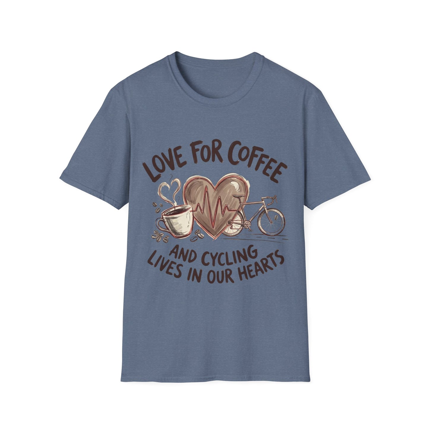 “LOVE FOR COFFEE AND CYCLING LIVES IN OUR HEARTS”  Ver 1 T-shirt